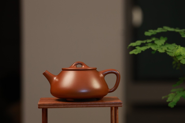 合心坊【平盖石瓢】刘建华抟制·160cc·红皮龙·全手工·紫砂壶