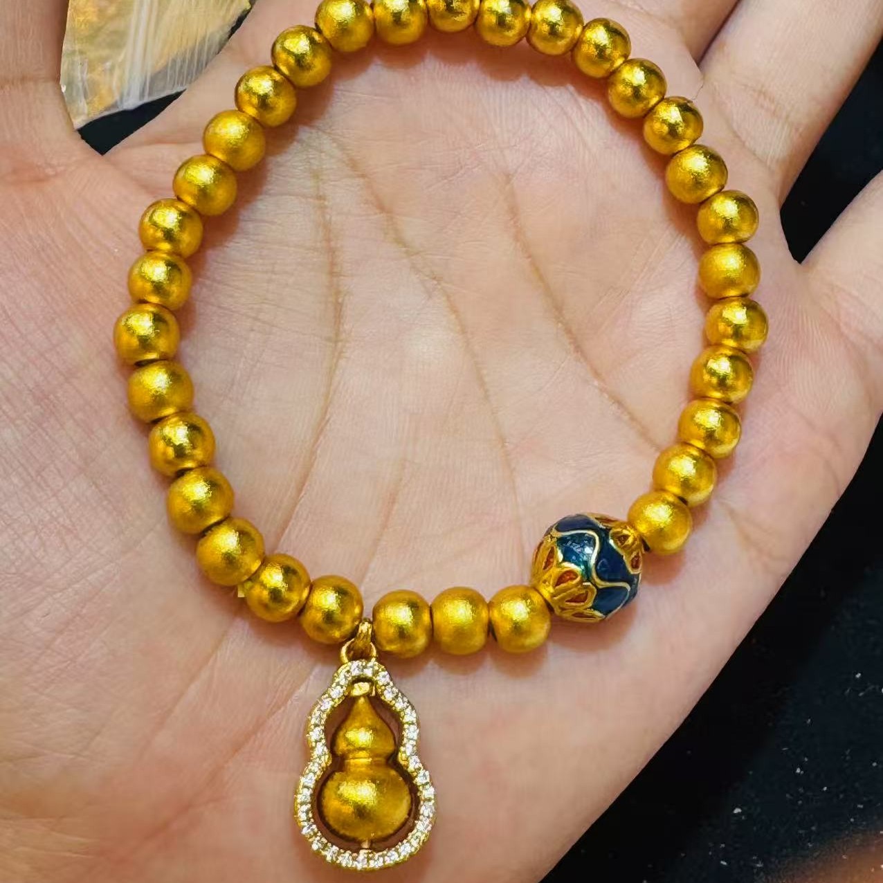 铜合金手链 素款浅金色金色气质饰品新中式精美男女通用轻奢黄色