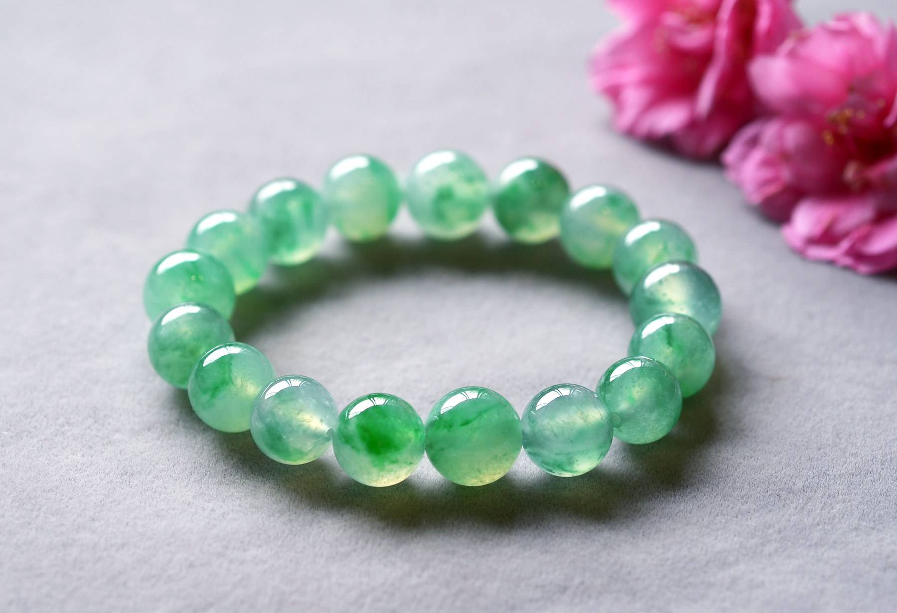 飘阳绿冰种手串珠串卡12.5