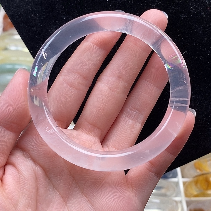 未镶嵌水晶手镯圆条冰粉58➕