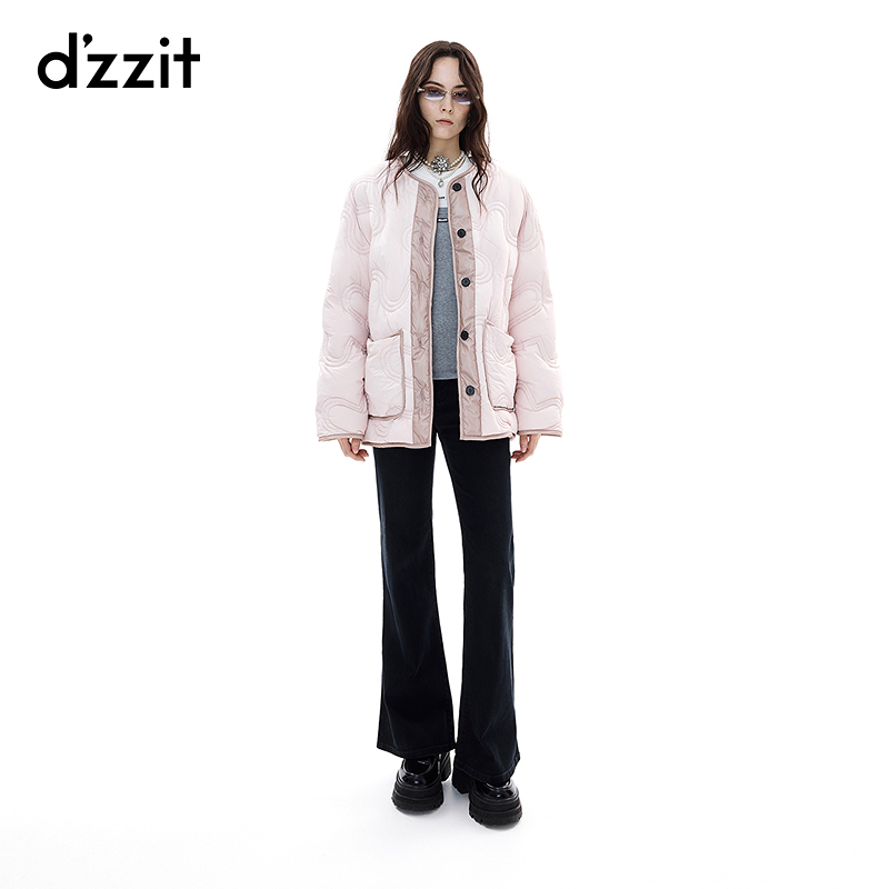 【商场同款新品】dzzit地素牛仔裤25冬黑色修身喇叭裤子女3J4R5041A