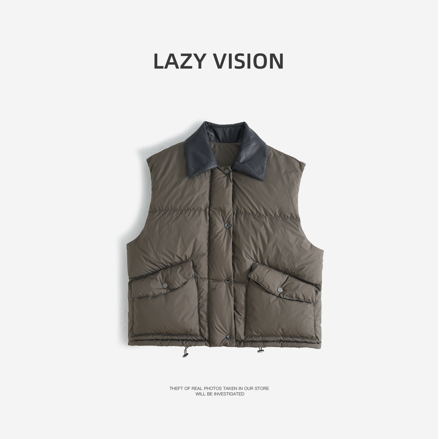 LAZYVISION95白鹅绒短款小羊无袖羽绒服ZMD-33024
