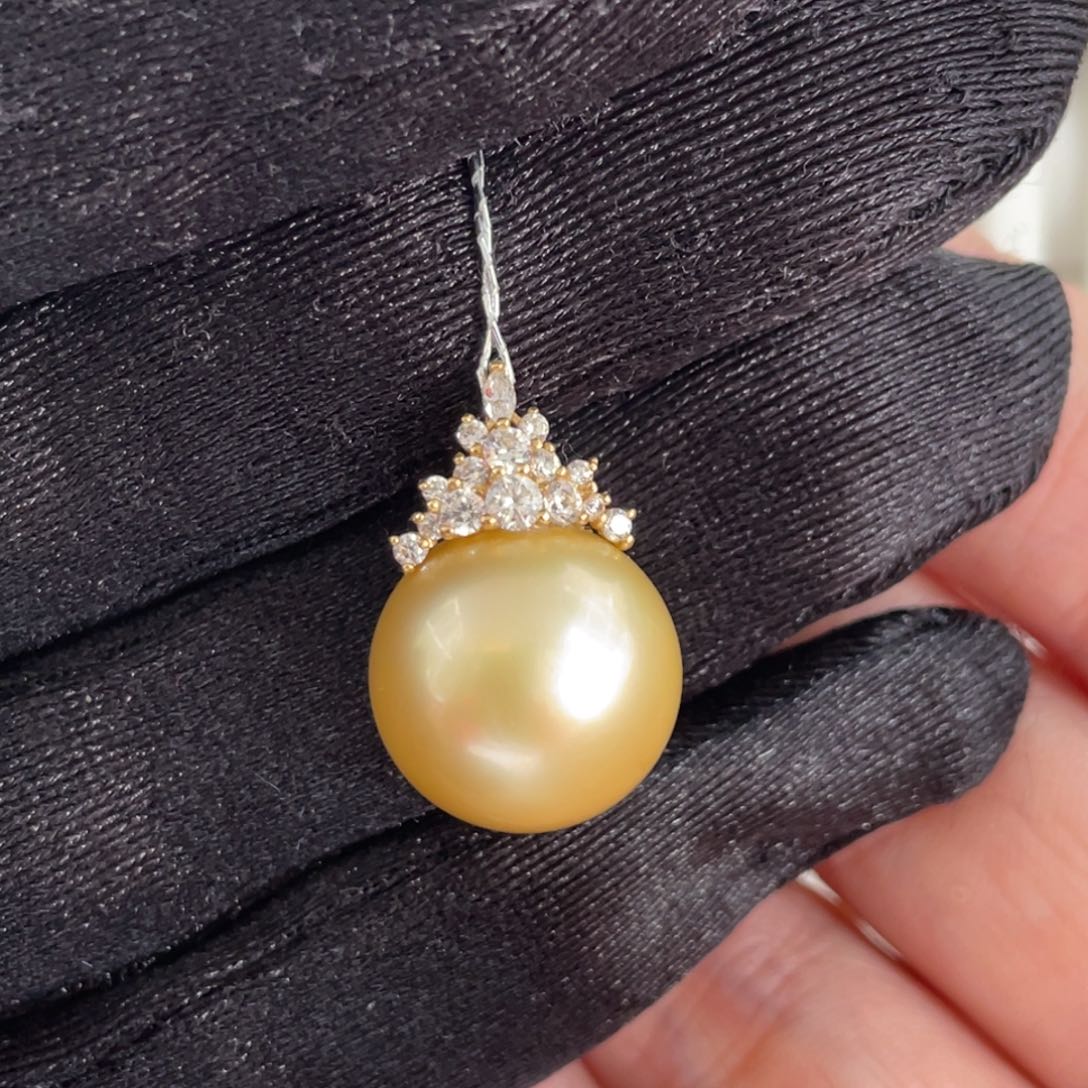 吊坠(不含链)18K金镶嵌海水珍珠14.8mm