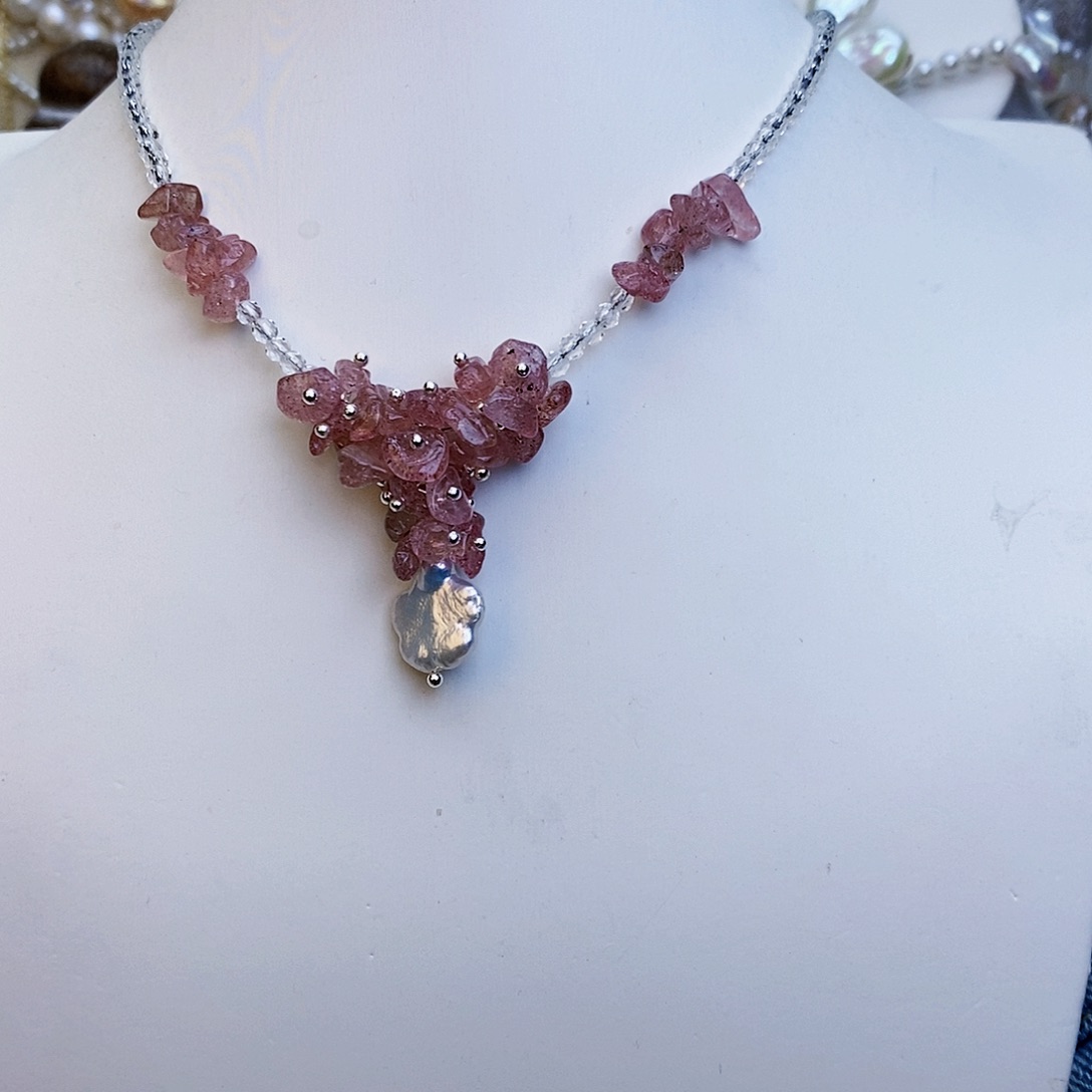 淡水珍珠颈饰银S925镶嵌