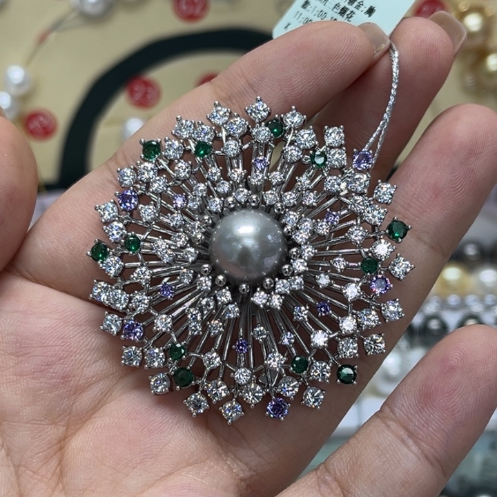 海水珍珠胸针未镶嵌大溪地10-11mm123