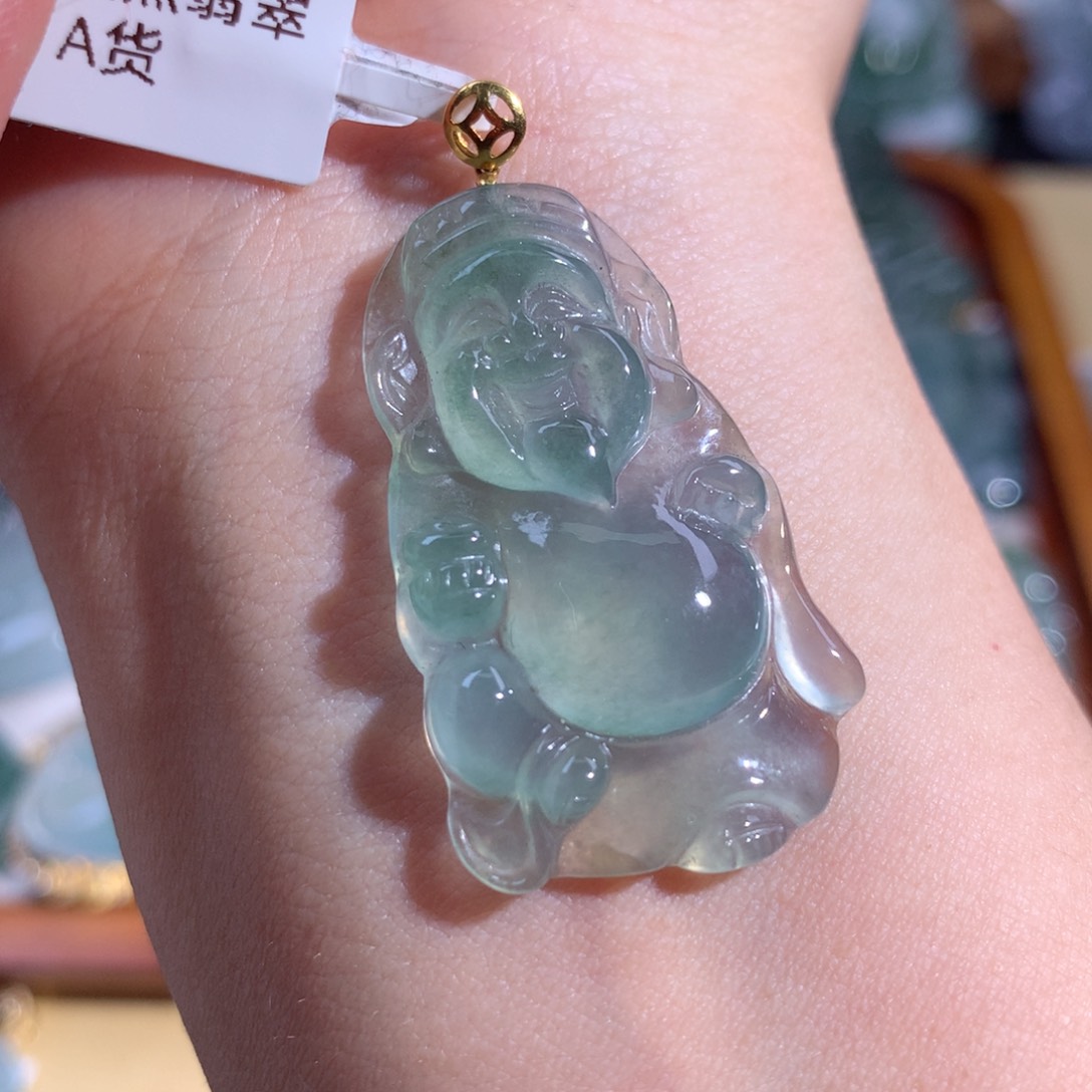 翡翠颈饰18K金镶嵌财财