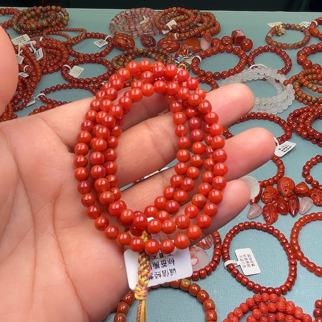 南红玛瑙未镶嵌手链玫锦红卡5十
