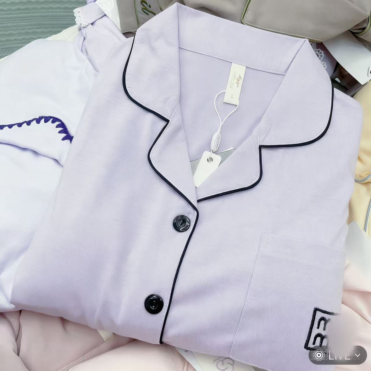 【B174】精梳棉紫色字母刺绣精品15-25°春秋款长袖款+胸垫