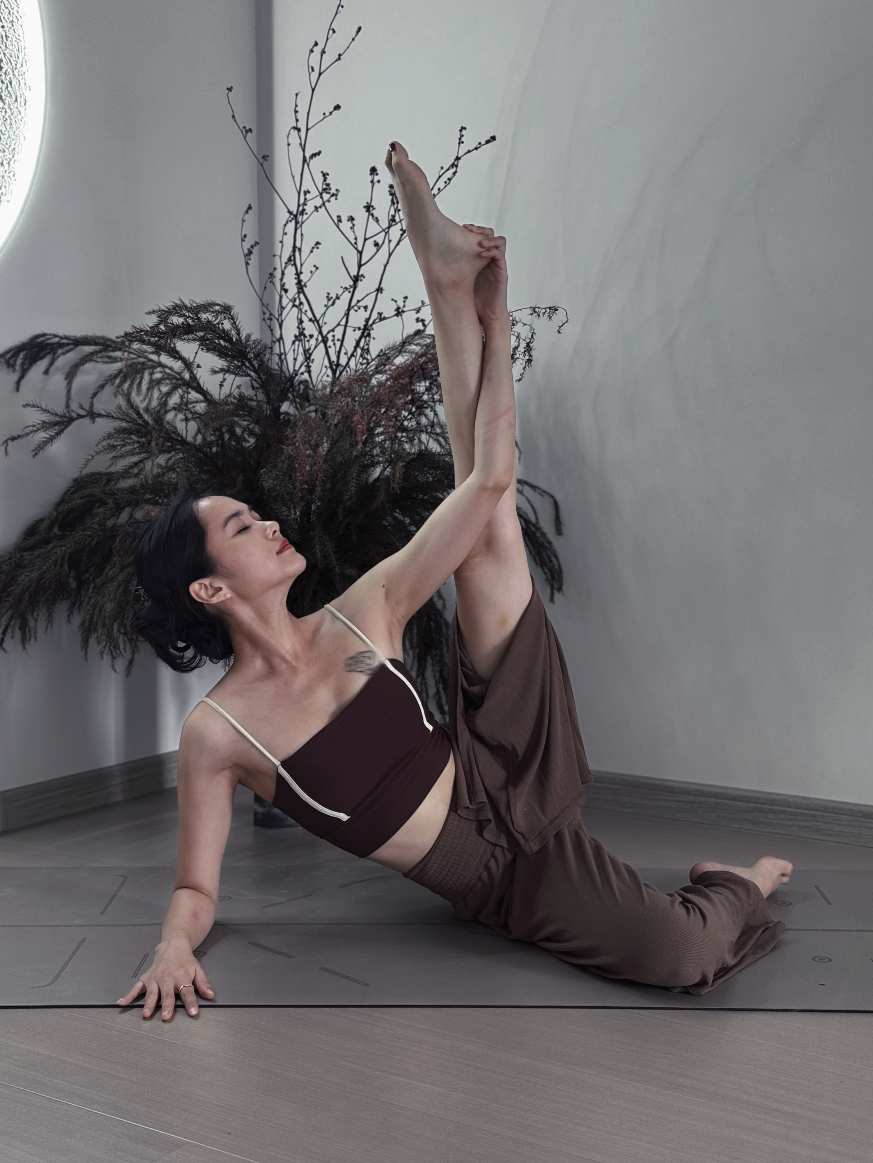 【雨昀家】松弛感高品质高腰打揽螺纹开衩宽松显瘦修饰腿型时尚外穿