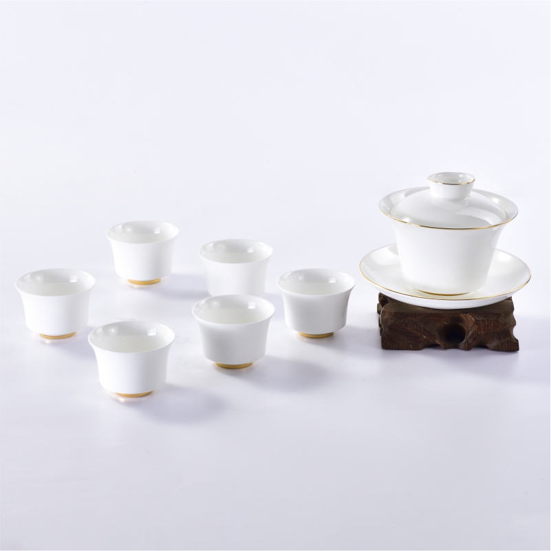 3弥足珍贵高骨瓷茶具套装山月高白透茶杯潮州功夫茶茶具泡茶品茗