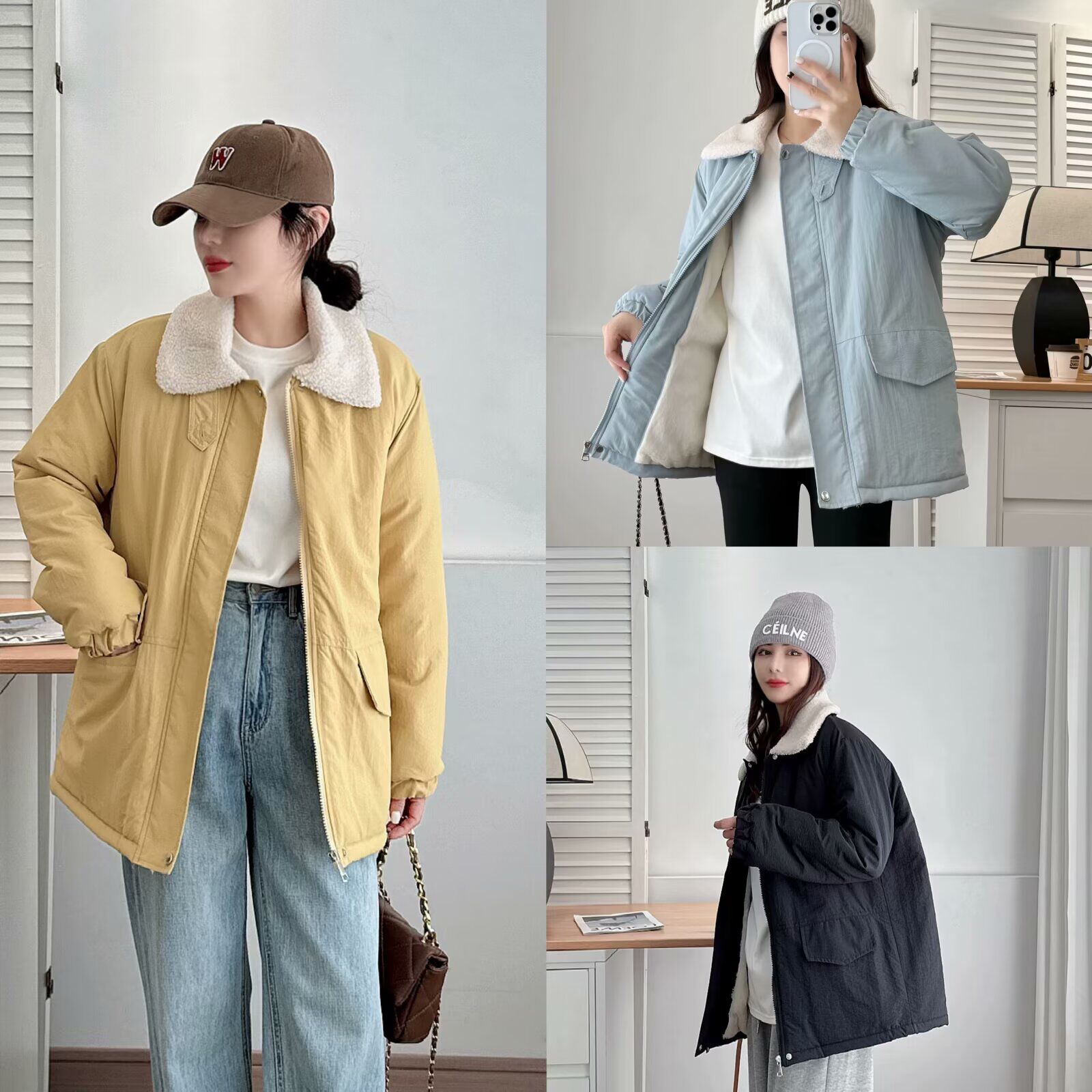 大码胖mm冬季新款加绒加厚保暖翻领棉服女百搭显瘦休闲保暖派克服