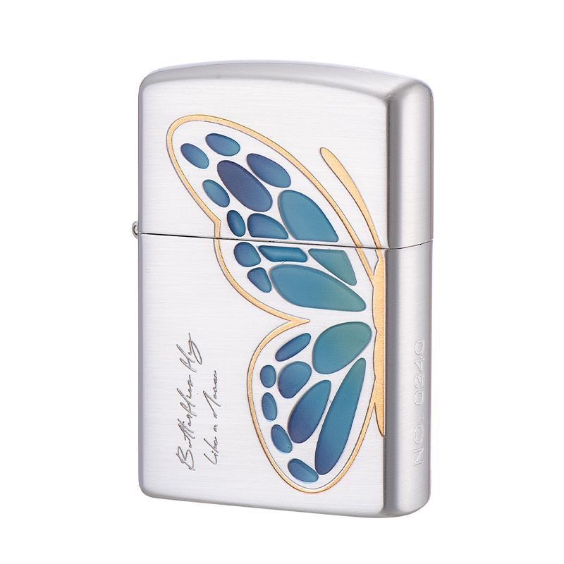 夜光破茧成蝶纪念彩色双色防风打火机