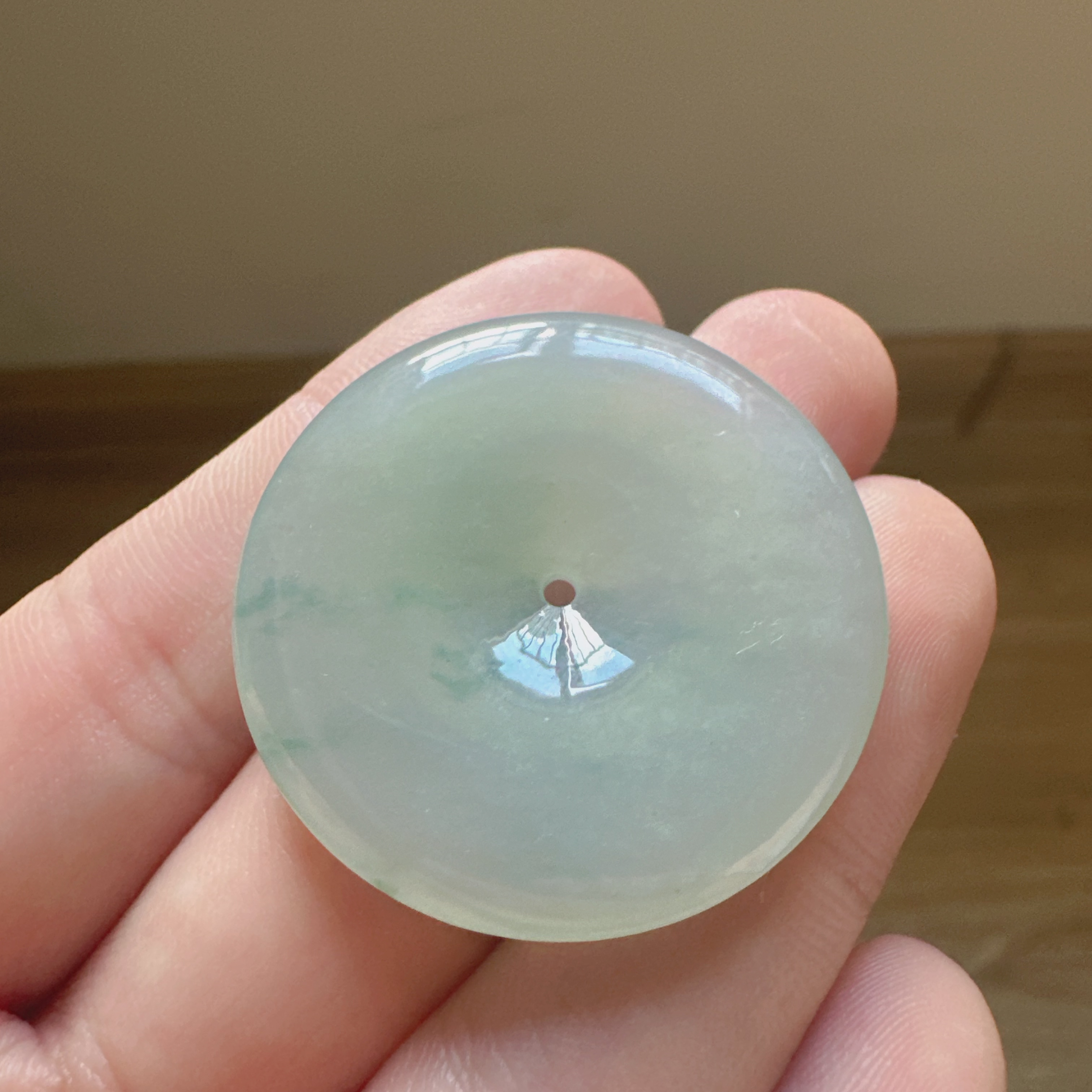 天然缅甸翡翠A货 飘花平安扣 尺寸34.4*5.8mm