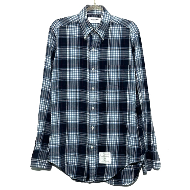99新 THOMBROWNE 1码 蓝色格纹衬衫 0621
