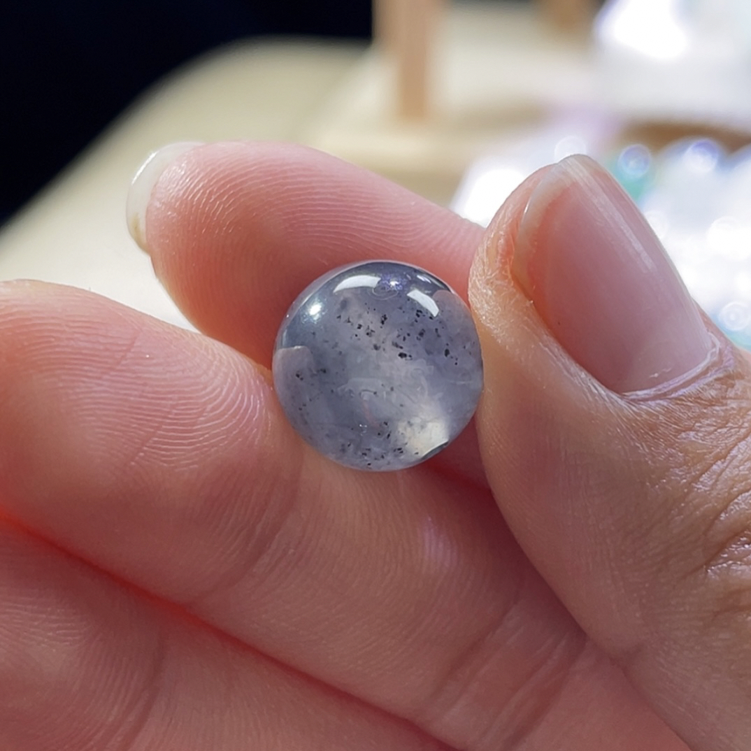 珠吟沧海缅甸翡翠a货散珠黑冰冰乌鸡一颗