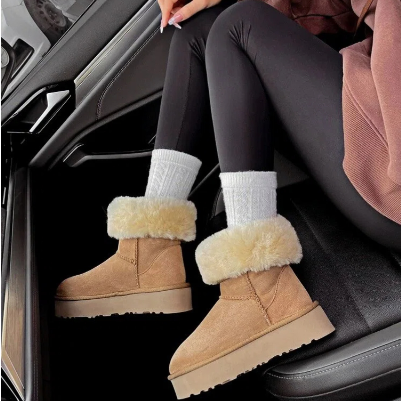 【5825厚底新款】桑坡羊皮毛一体雪地靴加厚增高百搭女中筒一鞋两穿