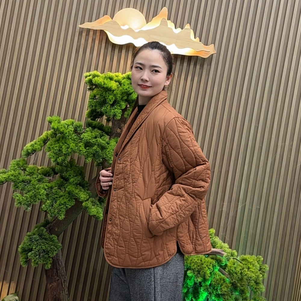 冬新款时尚休闲百搭简约棉服外套太极服