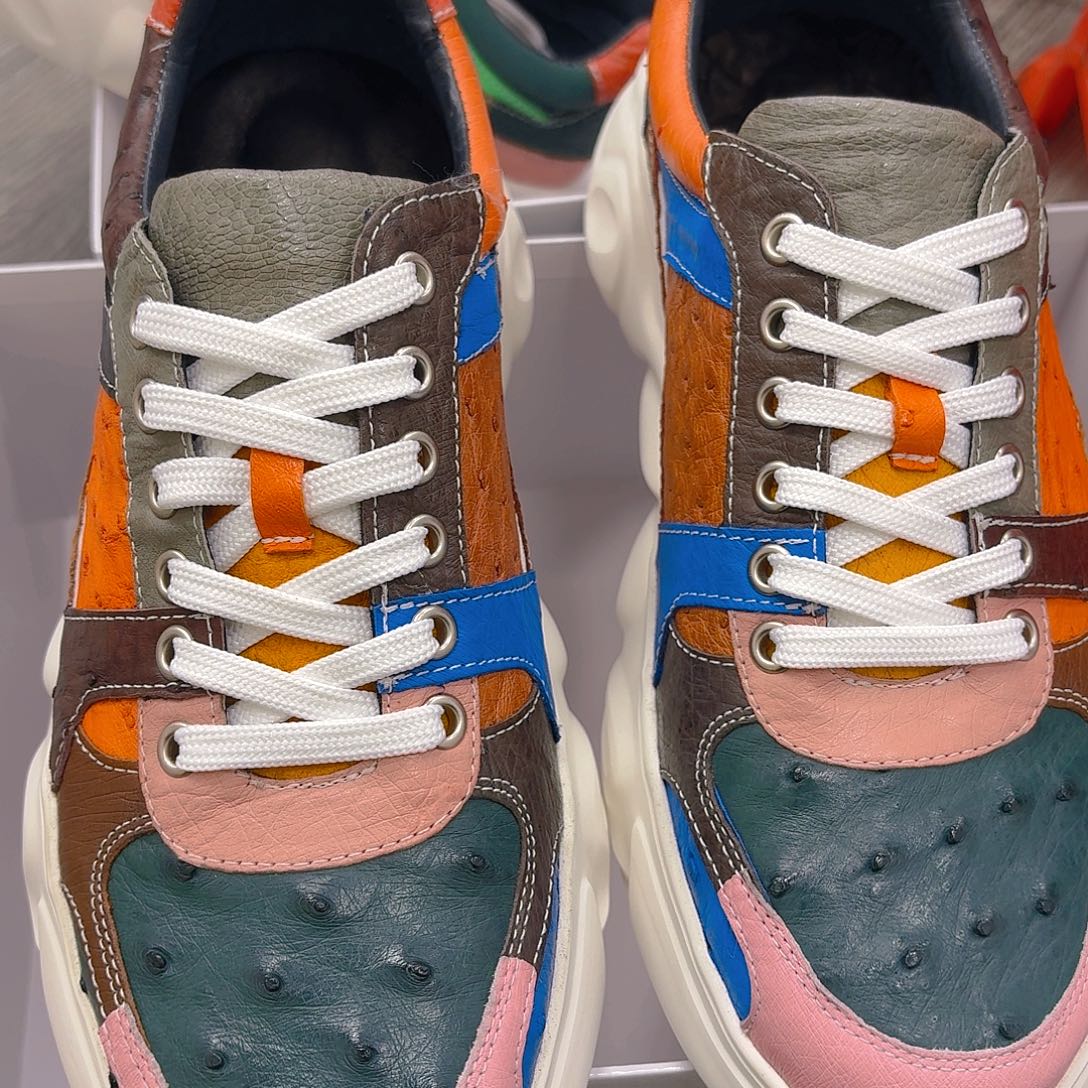 奢***库织物鸵鸟皮42码彩色