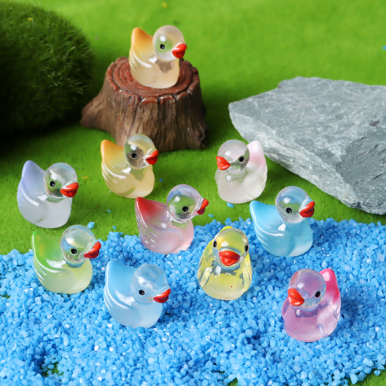 新款 雪芽家 渐变色夜光小鸭手工diy饰品配件灯泡瓶小鸭子