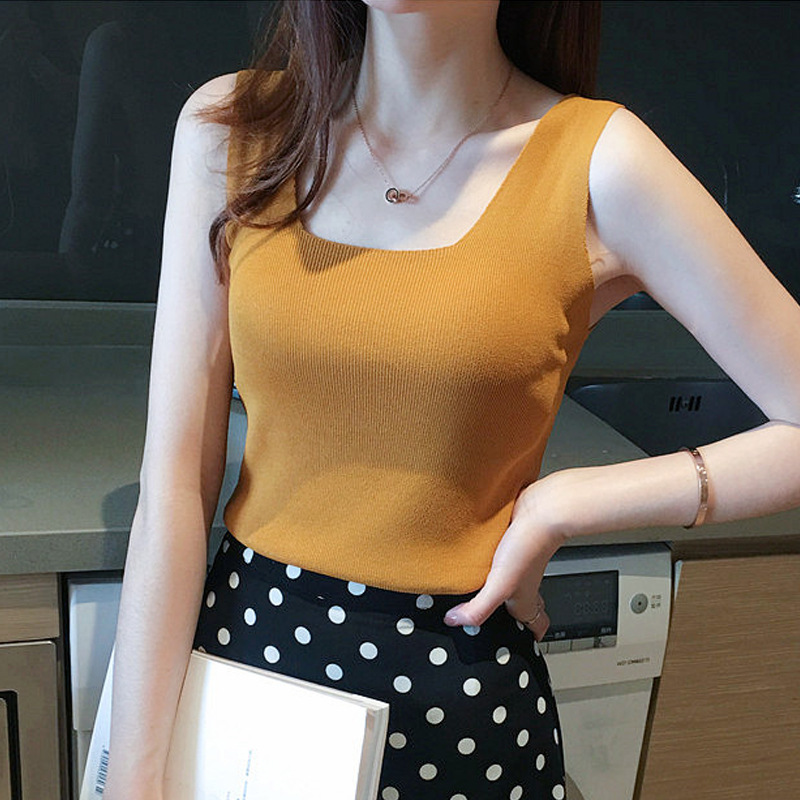 小吊带女秋冬季西装内搭夏季无袖短款针织黑色背心外穿打底衫上衣