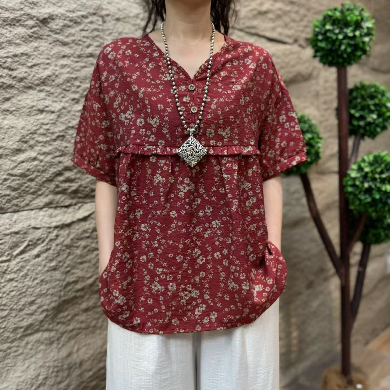 7426新款夏季洋气减龄优雅大方T恤小衫QZ