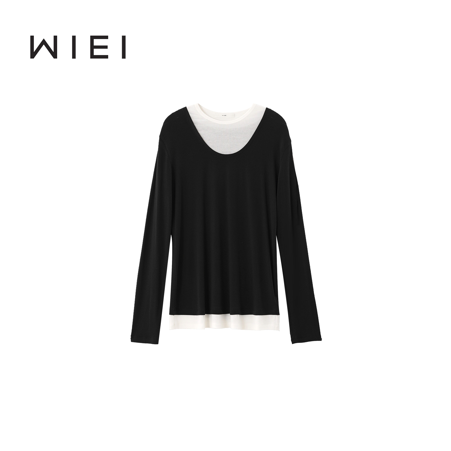 《WI EI》灵感*高克重莱赛尔羊毛双层假两件纸片人打底衫W25300078