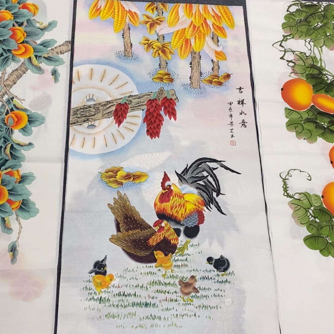 国画尺寸140✖️70四尺工笔手绘国画