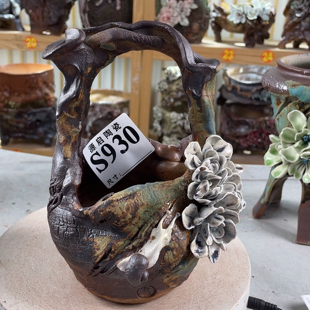 紫砂花盆景德镇陶瓷花盆930