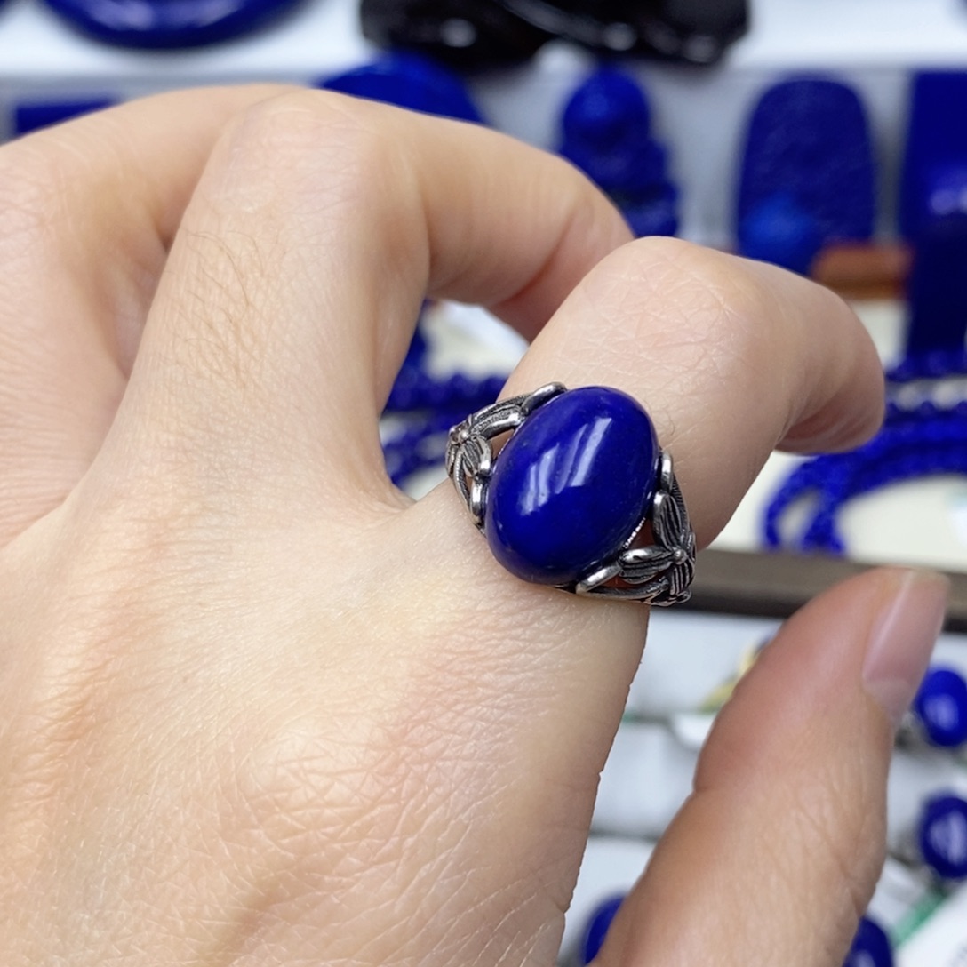 青金石戒指银S925镶嵌