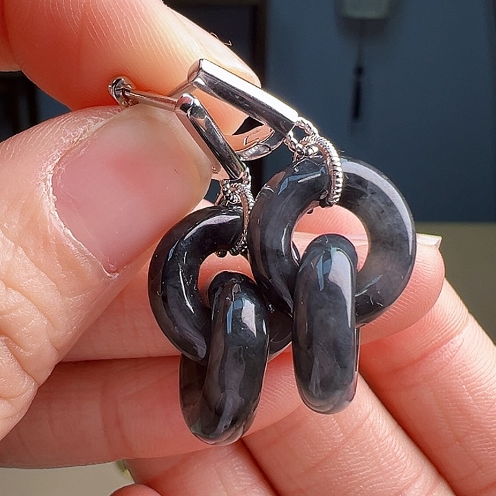 翡翠银S925镶嵌耳饰耳饰