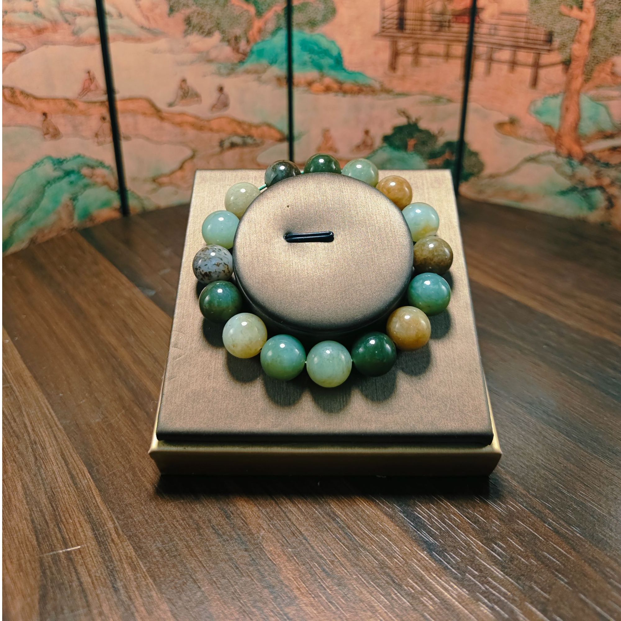 N和田玉多宝圆珠手串（卡12）0366