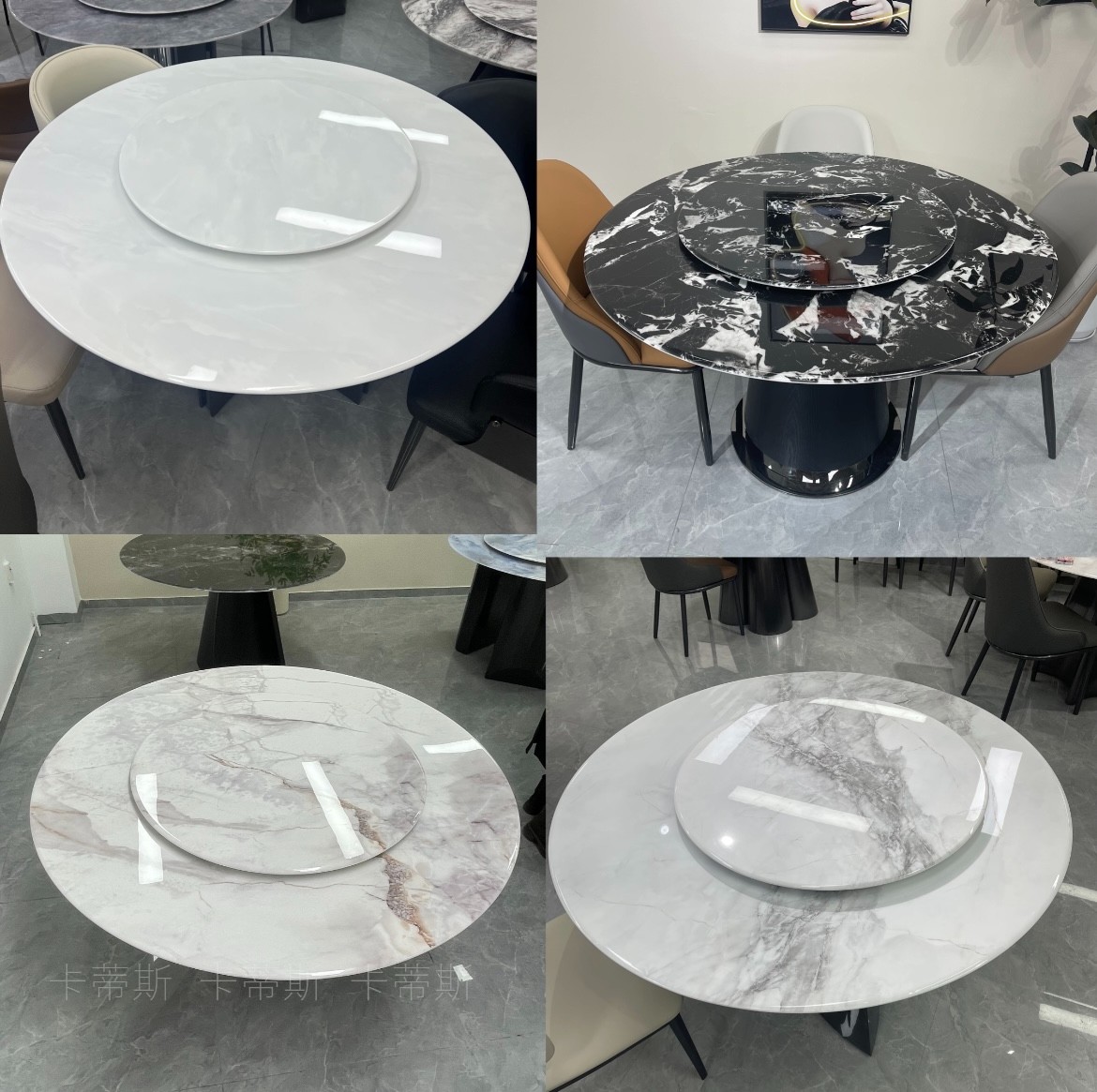 【选花色】天然大理石圆桌轻奢家用餐桌组合带转盘