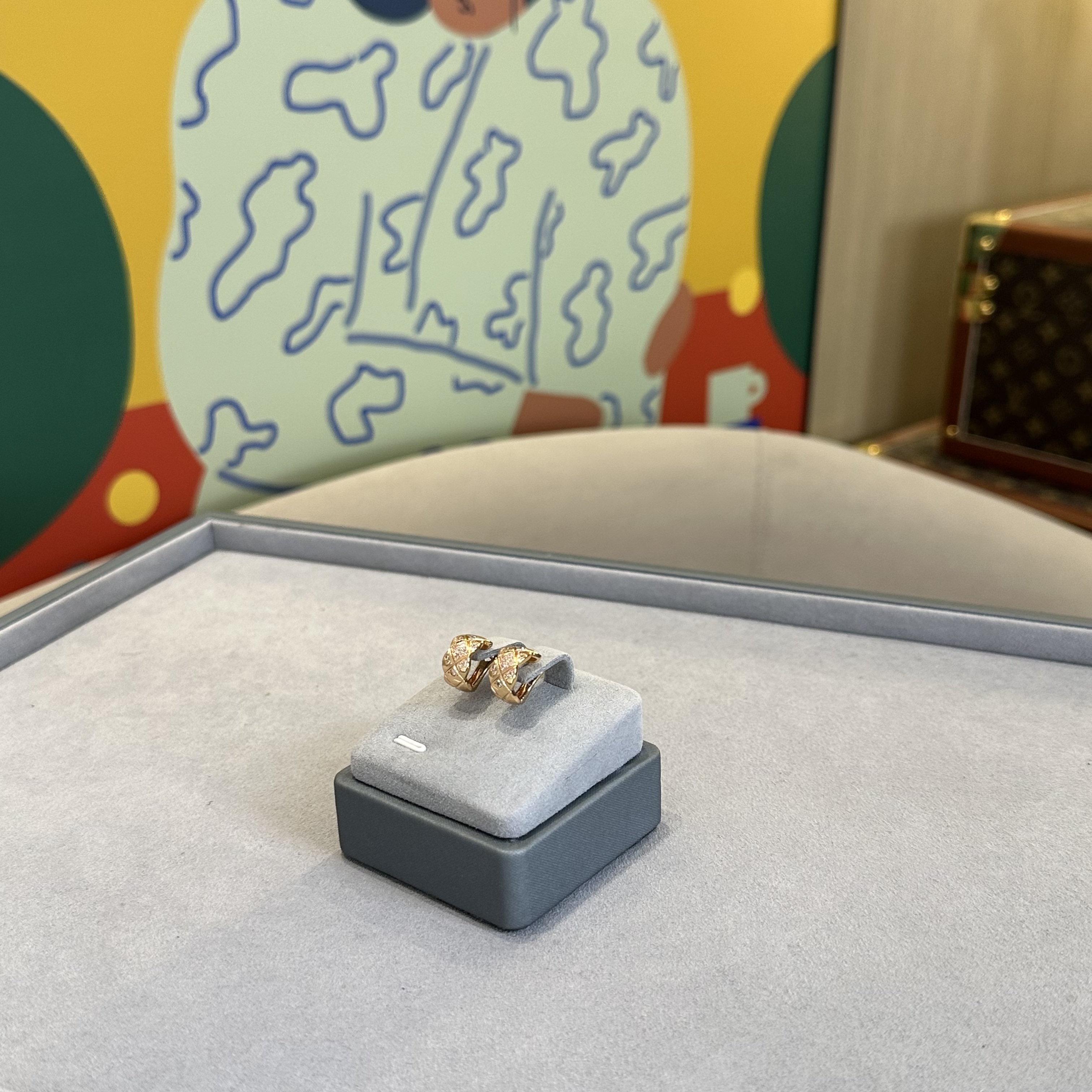 合金合成锆石耳饰 时尚经典【菱格耳拍】