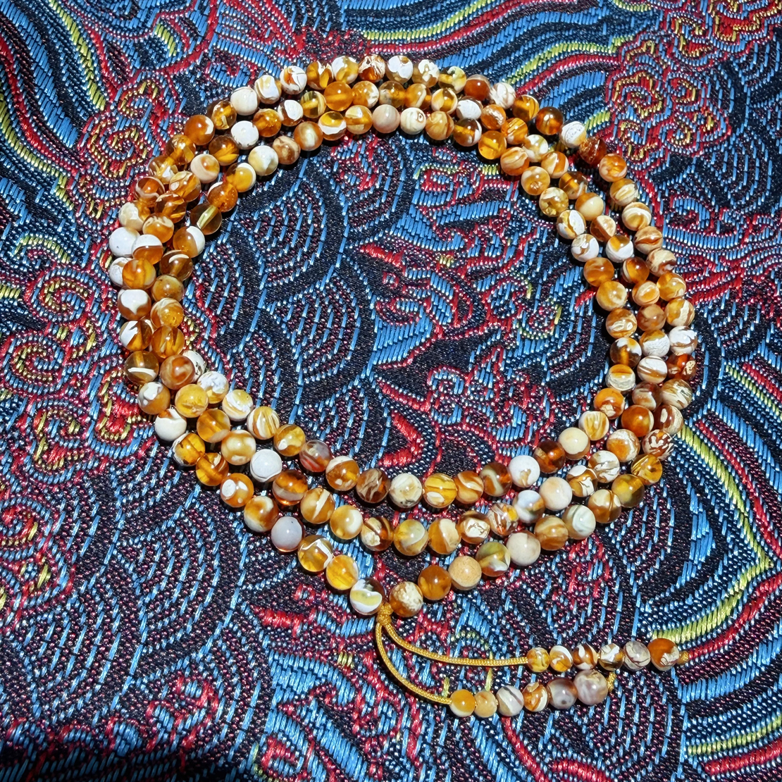 （初心）原矿天然蜜蜡3➕mm彩沁拉丝妖孽手串 绕手三圈 颗颗甄选