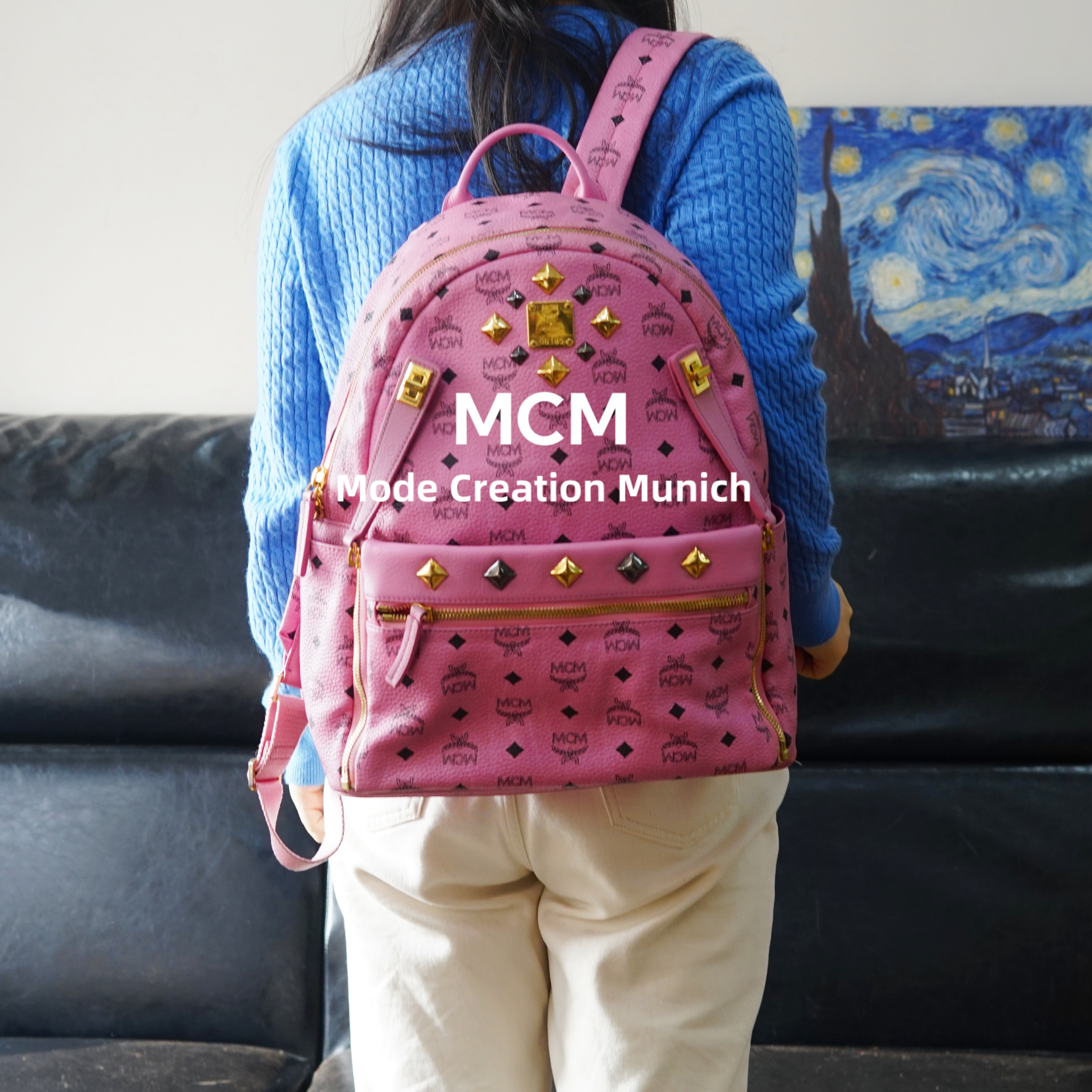 95新 MCM 粉色双肩包/MP01613030/3030