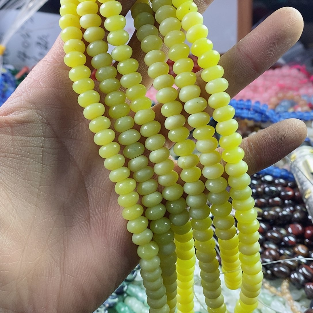 玛瑙/玉髓珠宝半成品合金一条天然8mm柠檬玉隔片