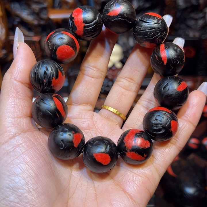 石***)枣木雷击枣木雷心填砂手串