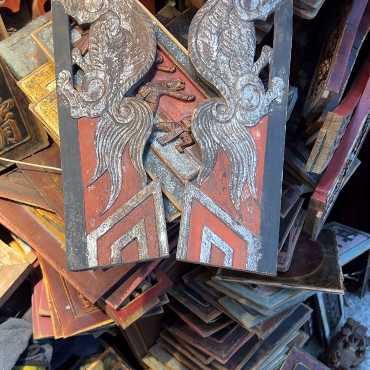 端***砚香榧木老木雕花板艺术