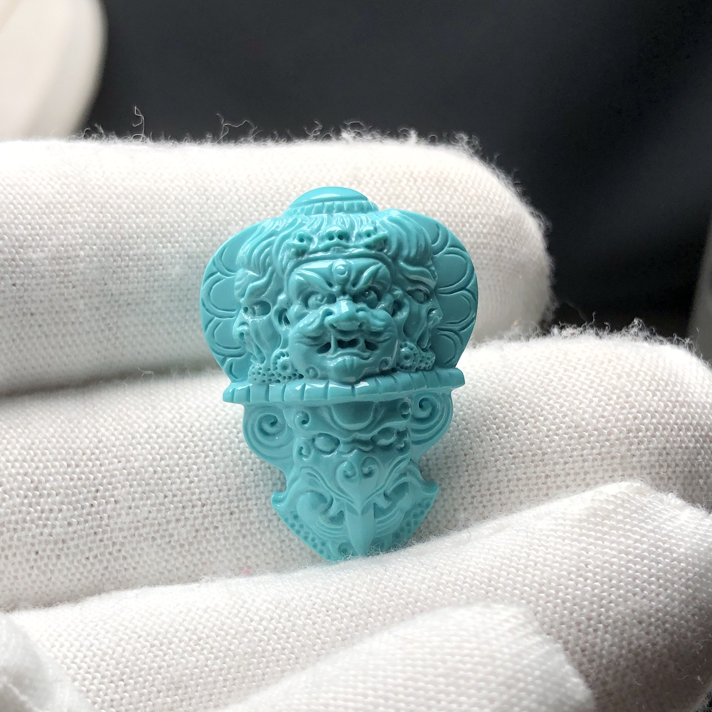 「鼎玉松石」湖北原矿绿松石瓷釉玉化大黑天吊坠 无油无水无科技