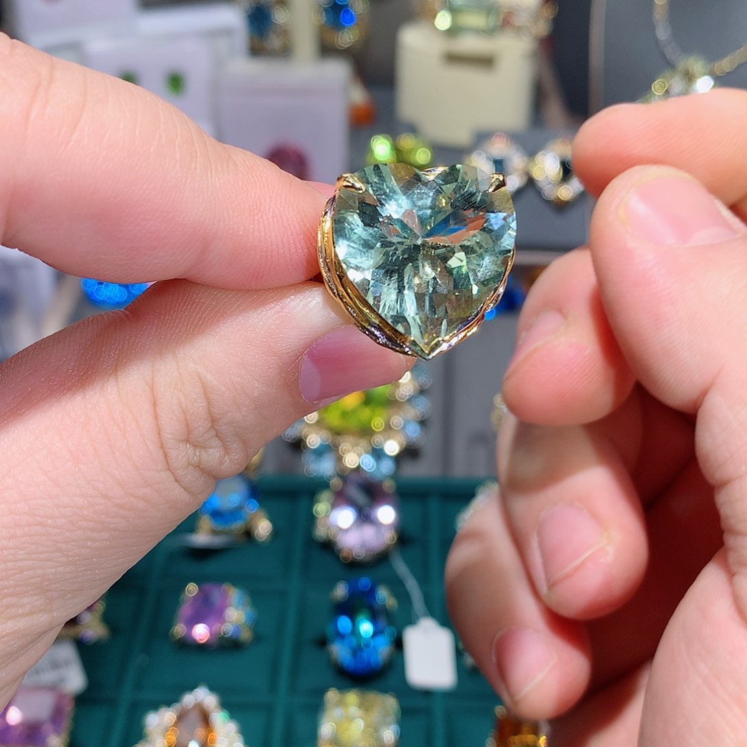 水晶戒指银S925镶嵌戒指