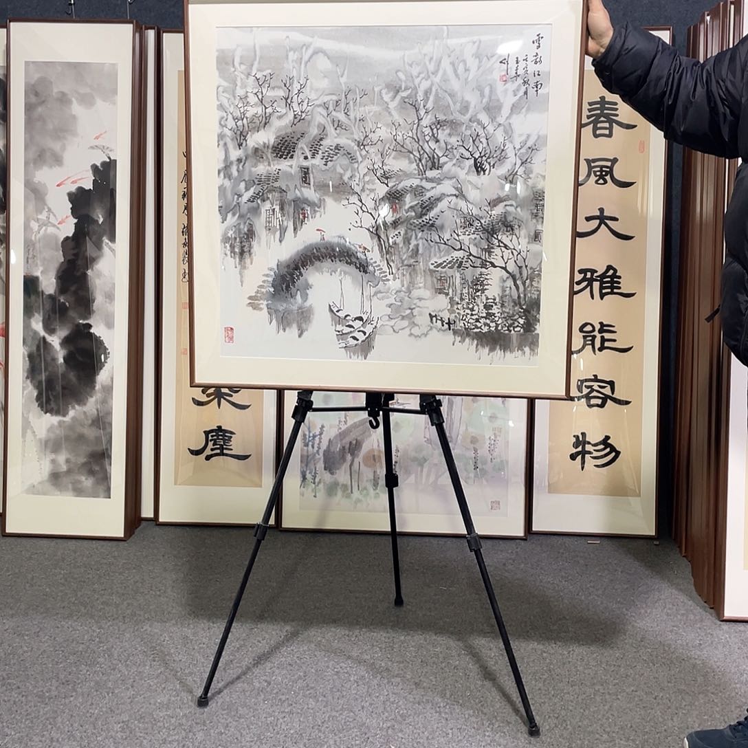 国画手绘画作品带框