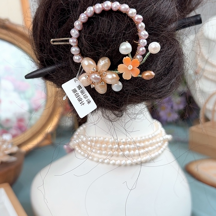 淡水珍珠发饰未镶嵌