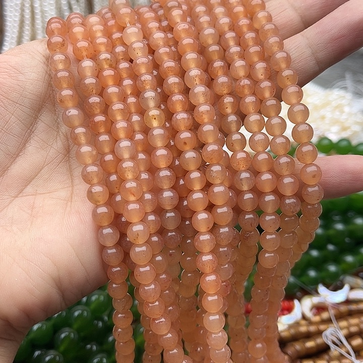 玛瑙/玉髓未镶嵌珠宝半成品2条6mm左右藕粉色和田玉