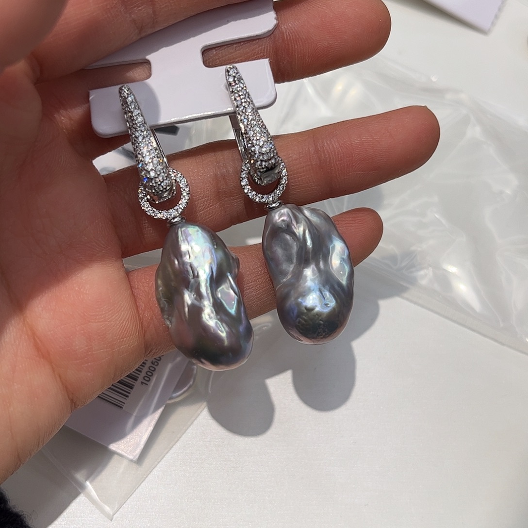 合金耳饰淡水珍珠