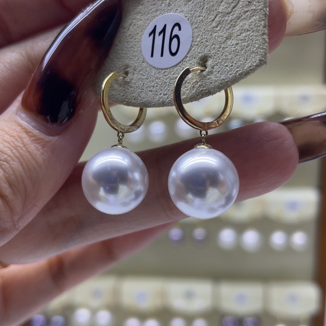 淡水珍珠耳饰18K金镶嵌