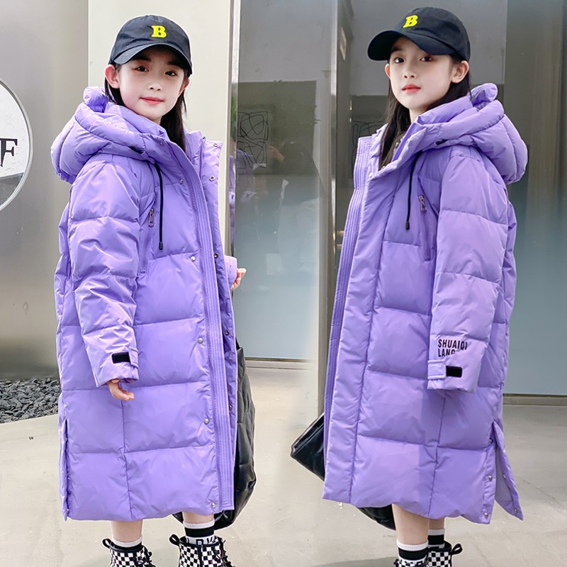 儿童长款羽绒丝服女童过膝2024新款加厚中大童冬季韩版洋气外套潮