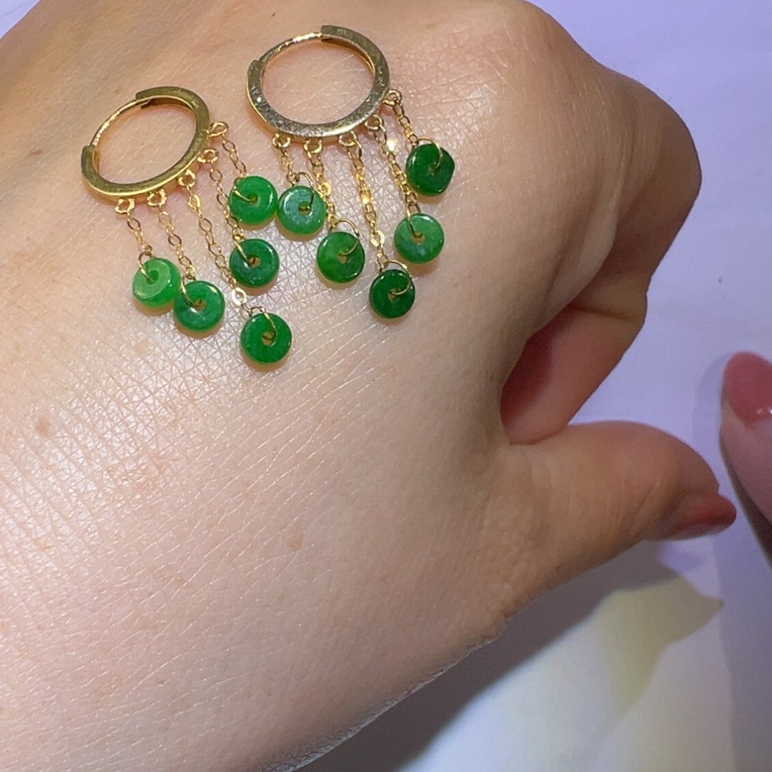 翡翠颈饰18K金镶嵌耳环