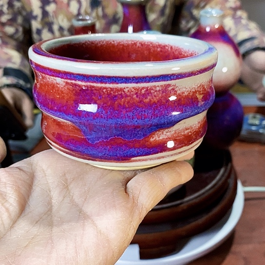 摆件尚峰钧窑作品竹节杯