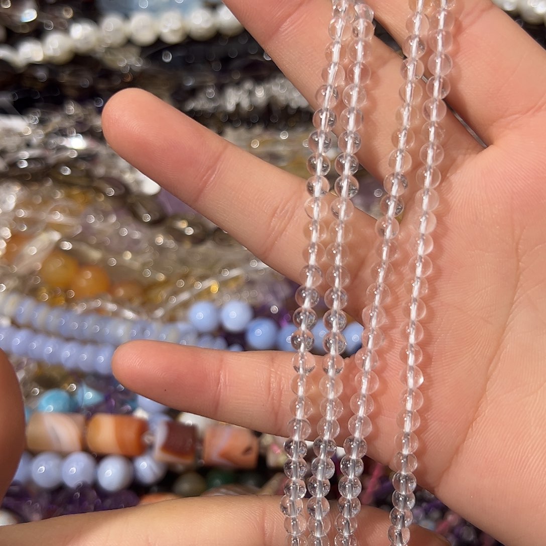 紫晶银S925镶嵌珠宝半成品净体白水晶卡4