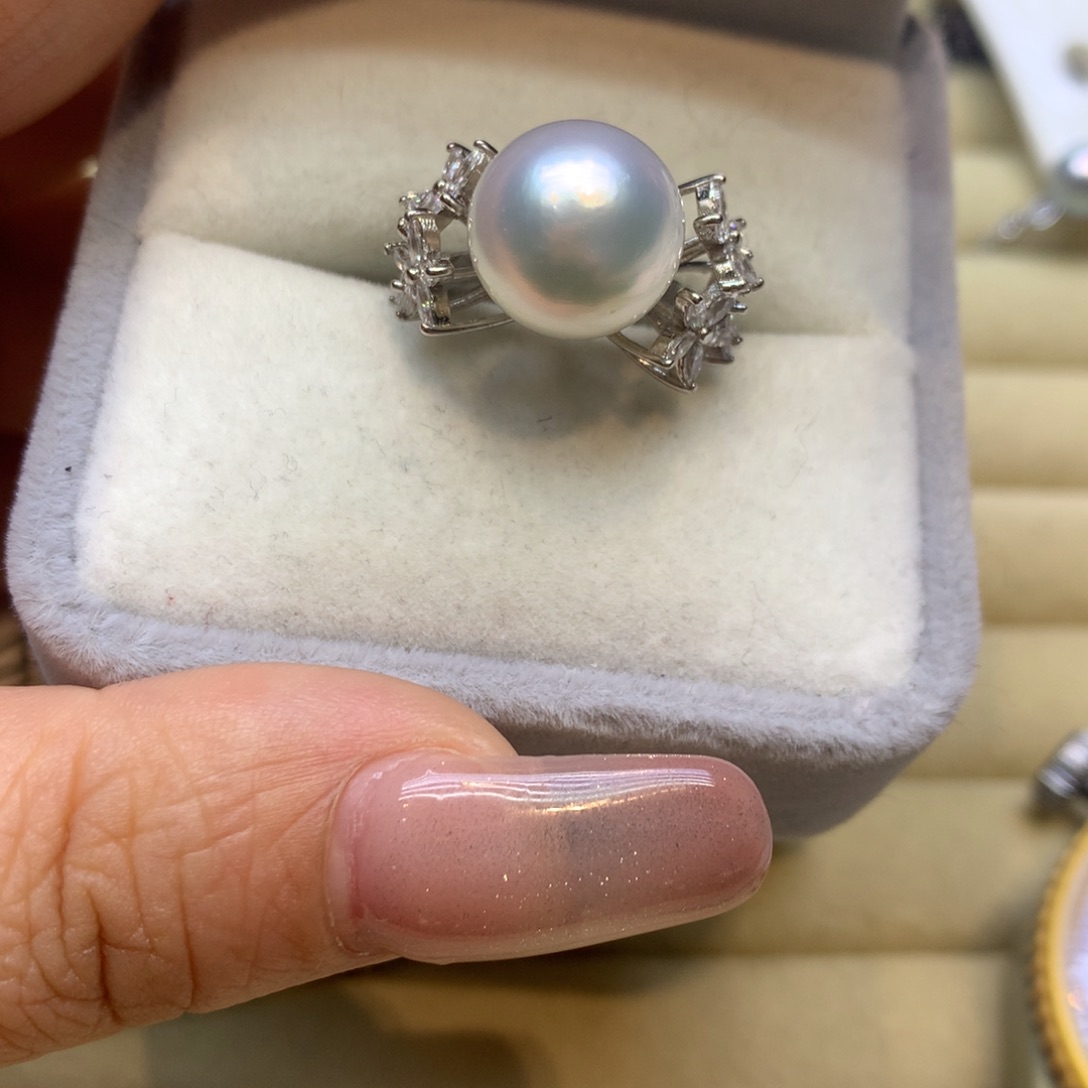 银S925镶嵌戒指海水珍珠